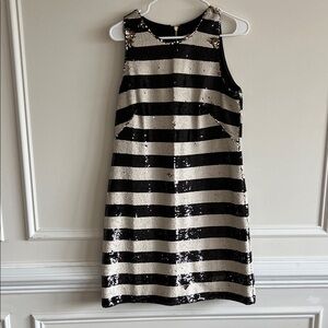 Eliza J Black, White and Gold Sequin Mini Dress